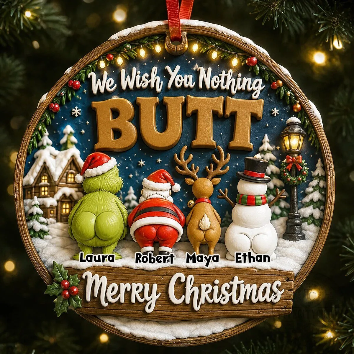 Personalized Funny Christmas We Wish You Nothing Butt Family Ornament 17 Personalized Funny Christmas We Wish You Nothing Butt Family Ornament