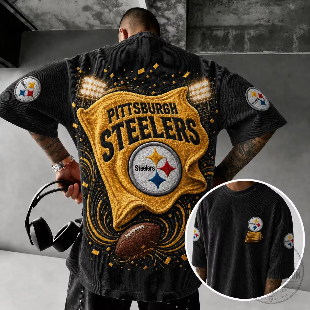 Pittsburgh Football Steelers Vintage Style Black Graphic T-Shirt 5 Pittsburgh Football Steelers Vintage Style Black Graphic T-Shirt