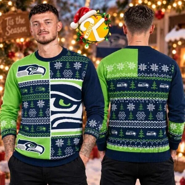 Seattle Seahawks Christmas Ugly Sweater Style Crewneck Sweatshirt