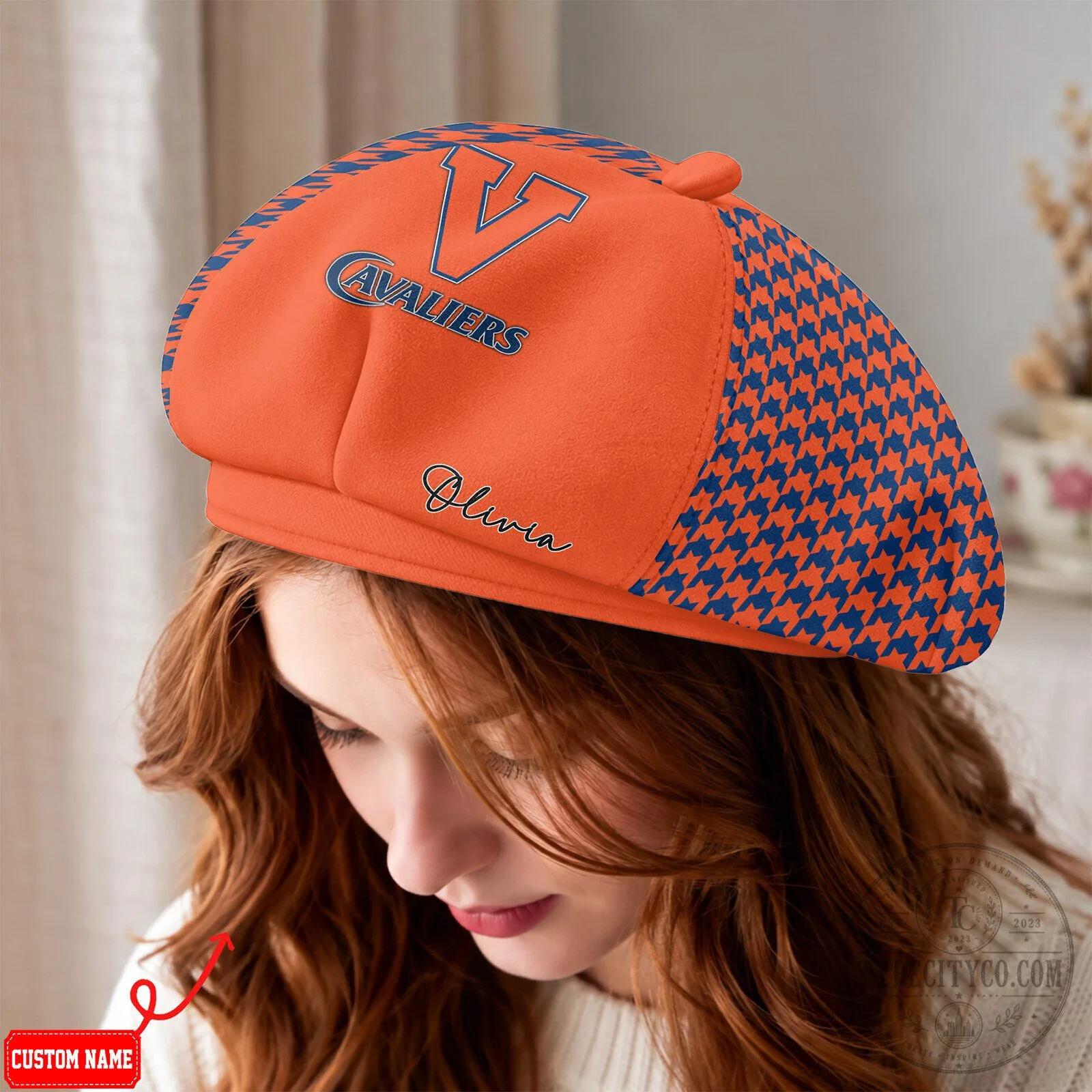 Virginia Cavaliers NCAA Women's Beret Hat Custom Name College Football Gift