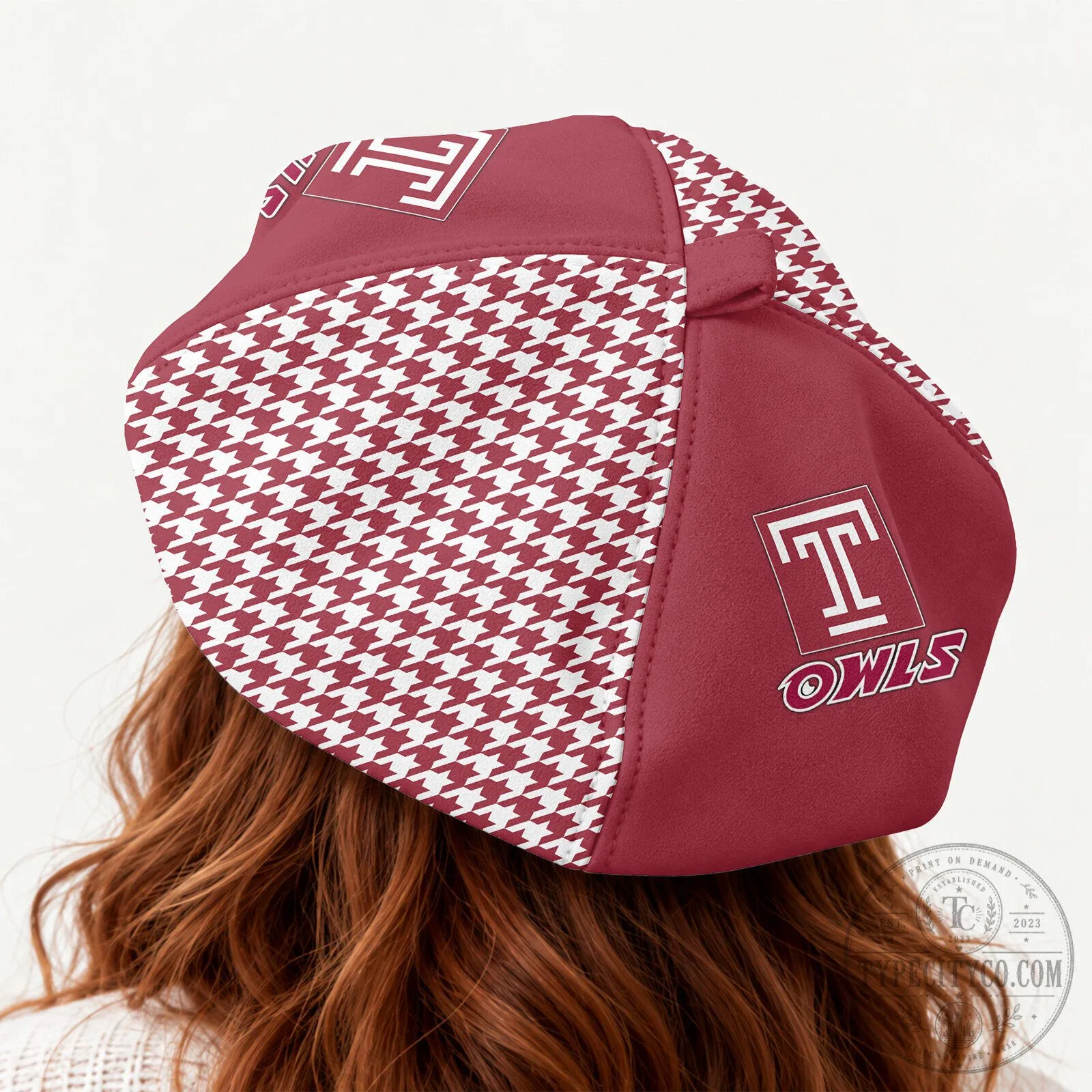Temple Owls NCAA Personalized Custom Name Houndstooth Pattern Beret Cap Hat 10 Temple Owls NCAA Personalized Custom Name Houndstooth Pattern Beret Cap Hat