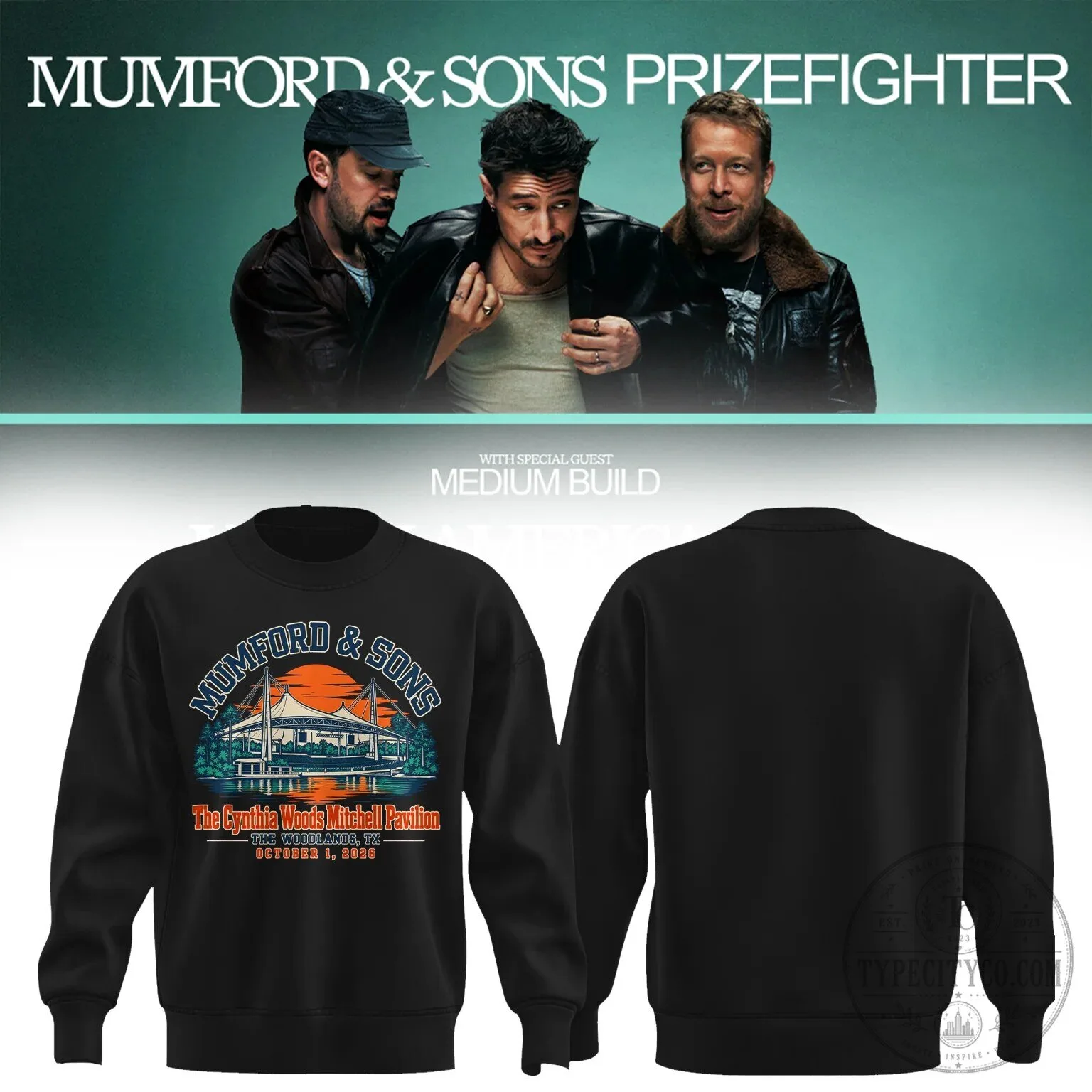 Mumford And Sons The Woodlands Texas Concert Event Sweatshirt
