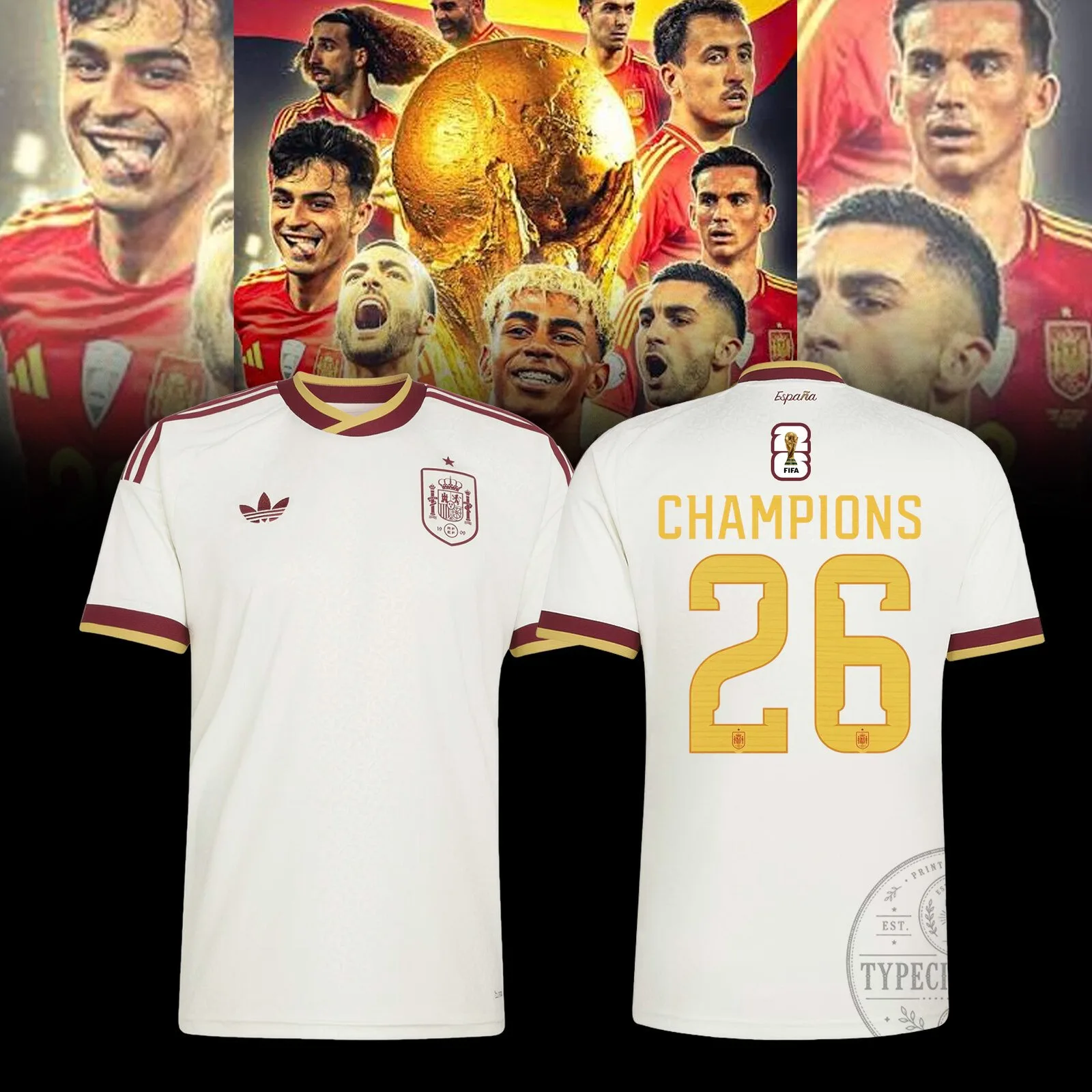 Limited Edition Spain National Football Team 2026 Wolrd Cup Champions Jersey