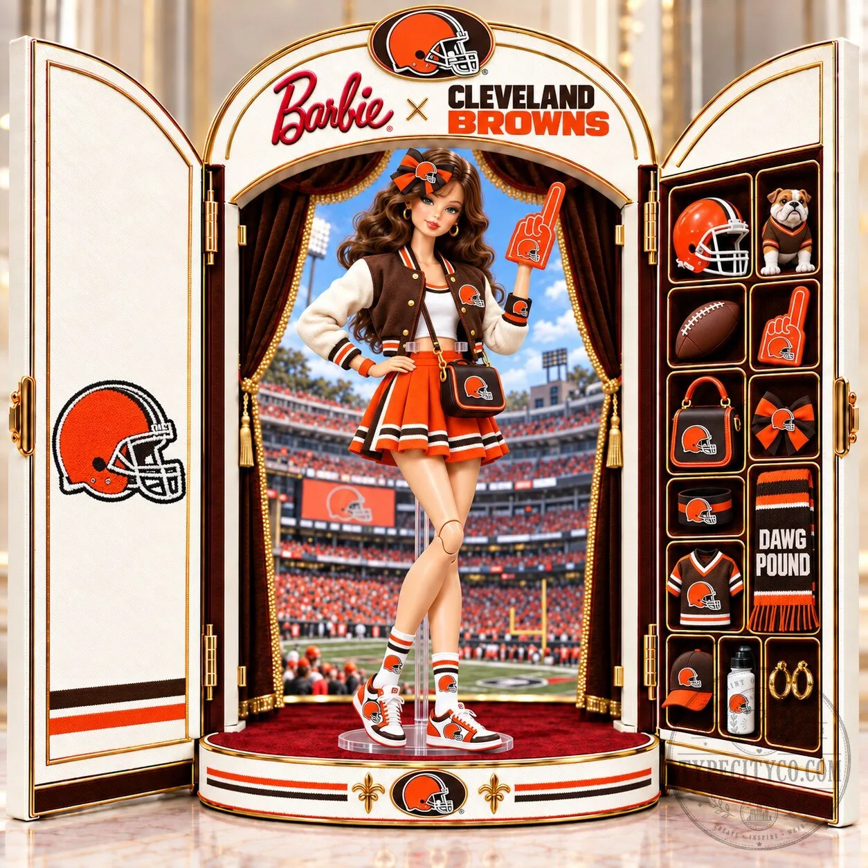 Barbie Cleveland Browns Football Fan Commemorative Collectible Doll Figurine