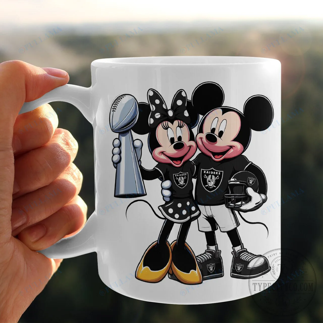 Las Vegas Raiders Mickey and Minnie Super Bowl Trophy Mug