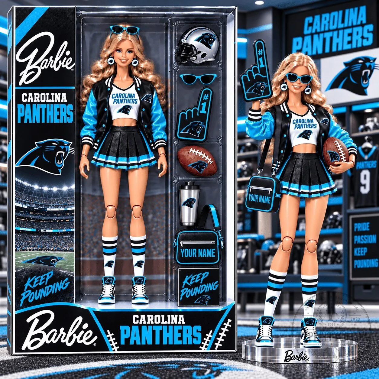 Carolina Panthers Barbie Doll Collectible Figure with Accessories 2 Carolina Panthers Barbie Doll Collectible Figure with Accessories