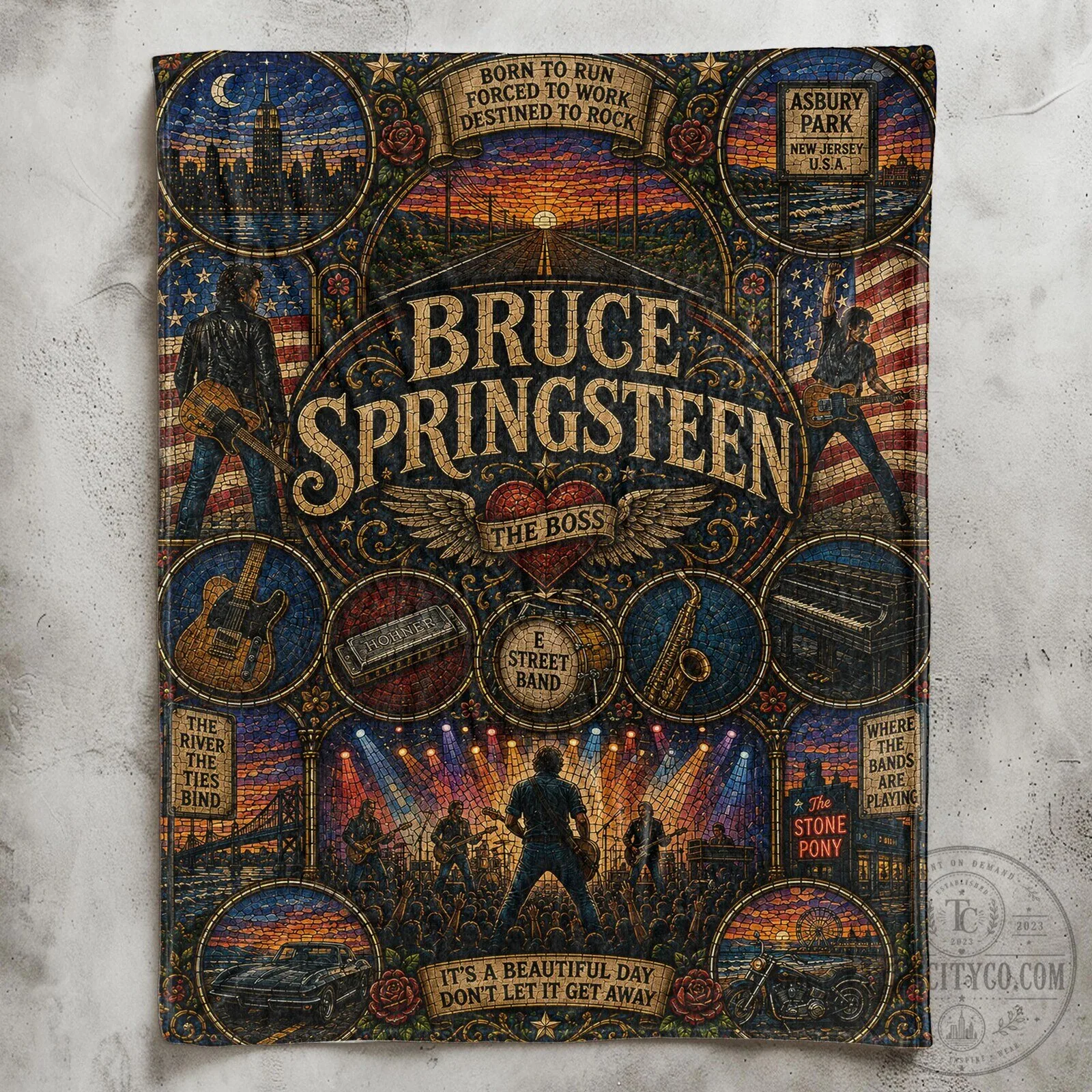 Bruce Springsteen Born To Run Stained Glass Sherpa Blanket 11 Bruce Springsteen Born To Run Stained Glass Sherpa Blanket