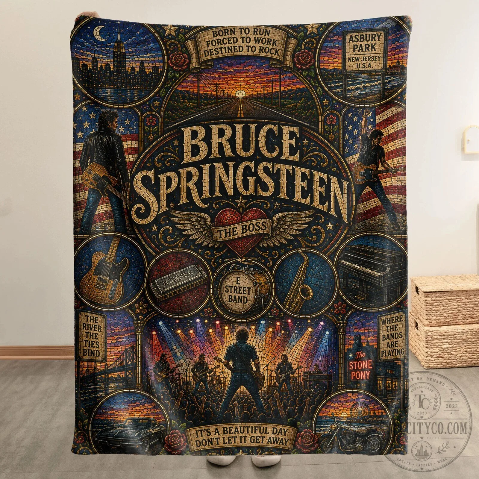 Bruce Springsteen Born To Run Stained Glass Sherpa Blanket 12 Bruce Springsteen Born To Run Stained Glass Sherpa Blanket