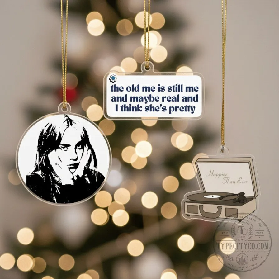 Billie Eilish Happier Than Ever Album Art and Lyrics Christmas Ornament Pack