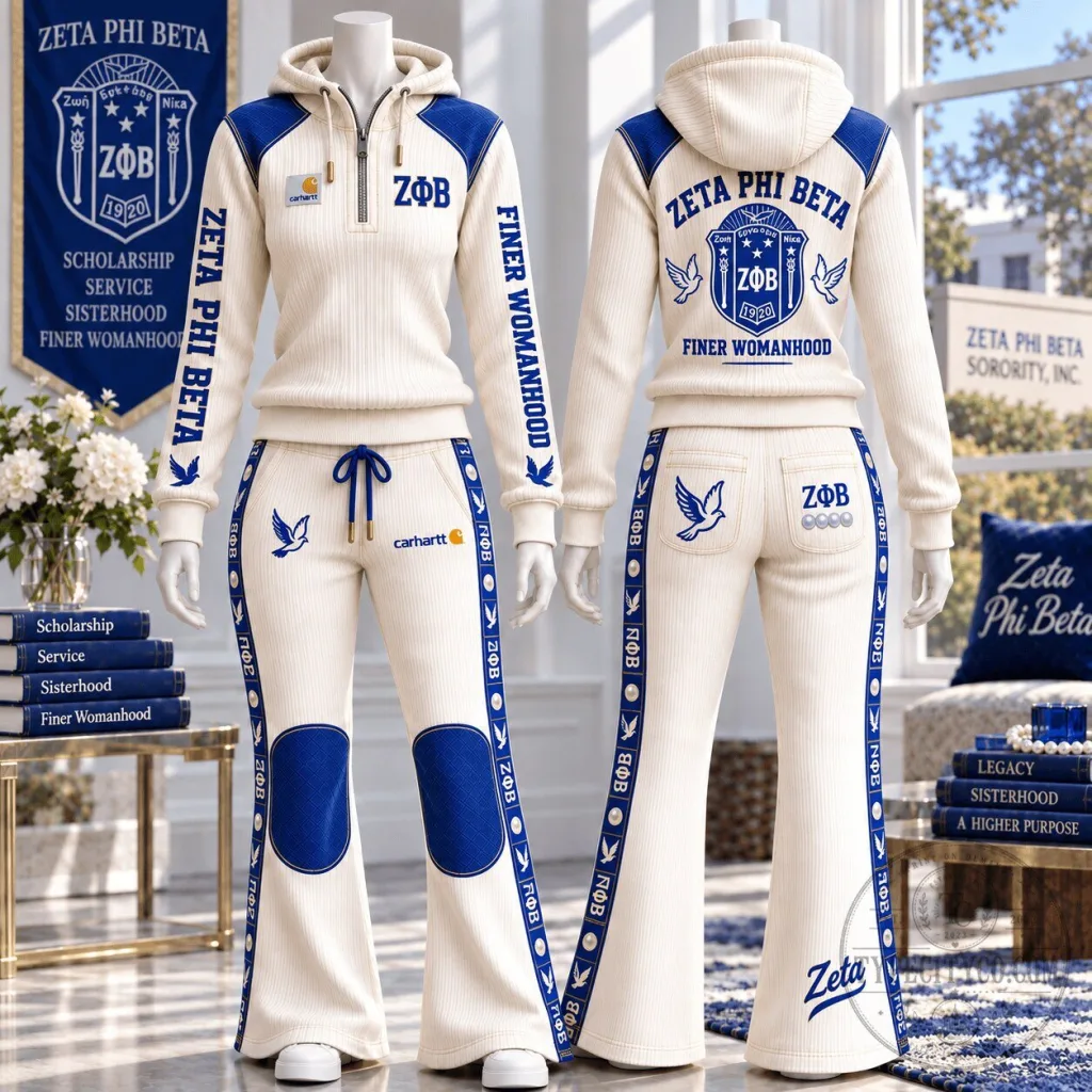 Zeta Phi Beta Sorority Half-Zip Hoodie and Flare Pants Set Zeta Phi Beta Sorority Half-Zip Hoodie and Flare Pants Set