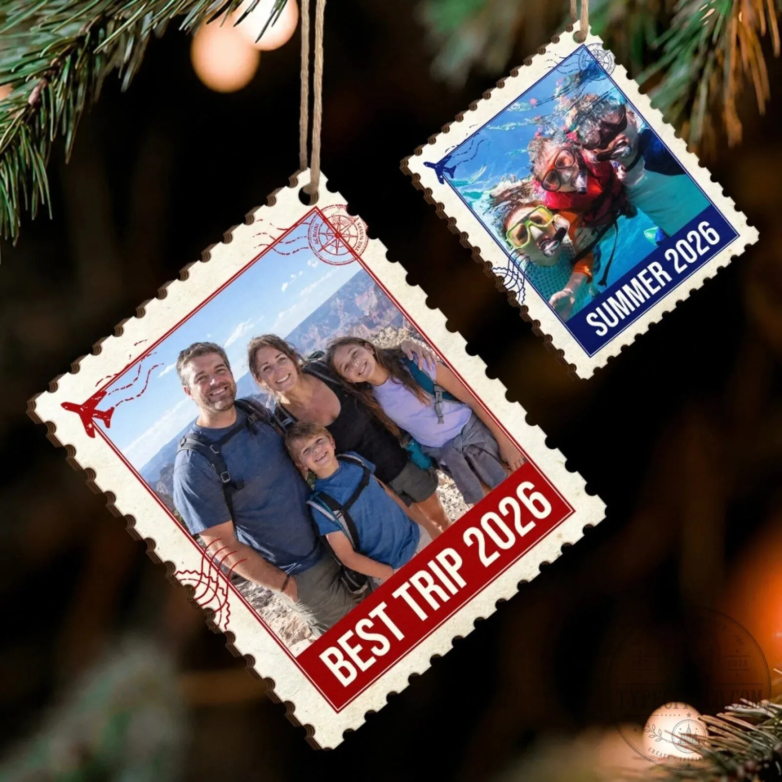 Personalized Family Travel Photo Christmas Tree Ornament 11 Personalized Family Travel Photo Christmas Tree Ornament