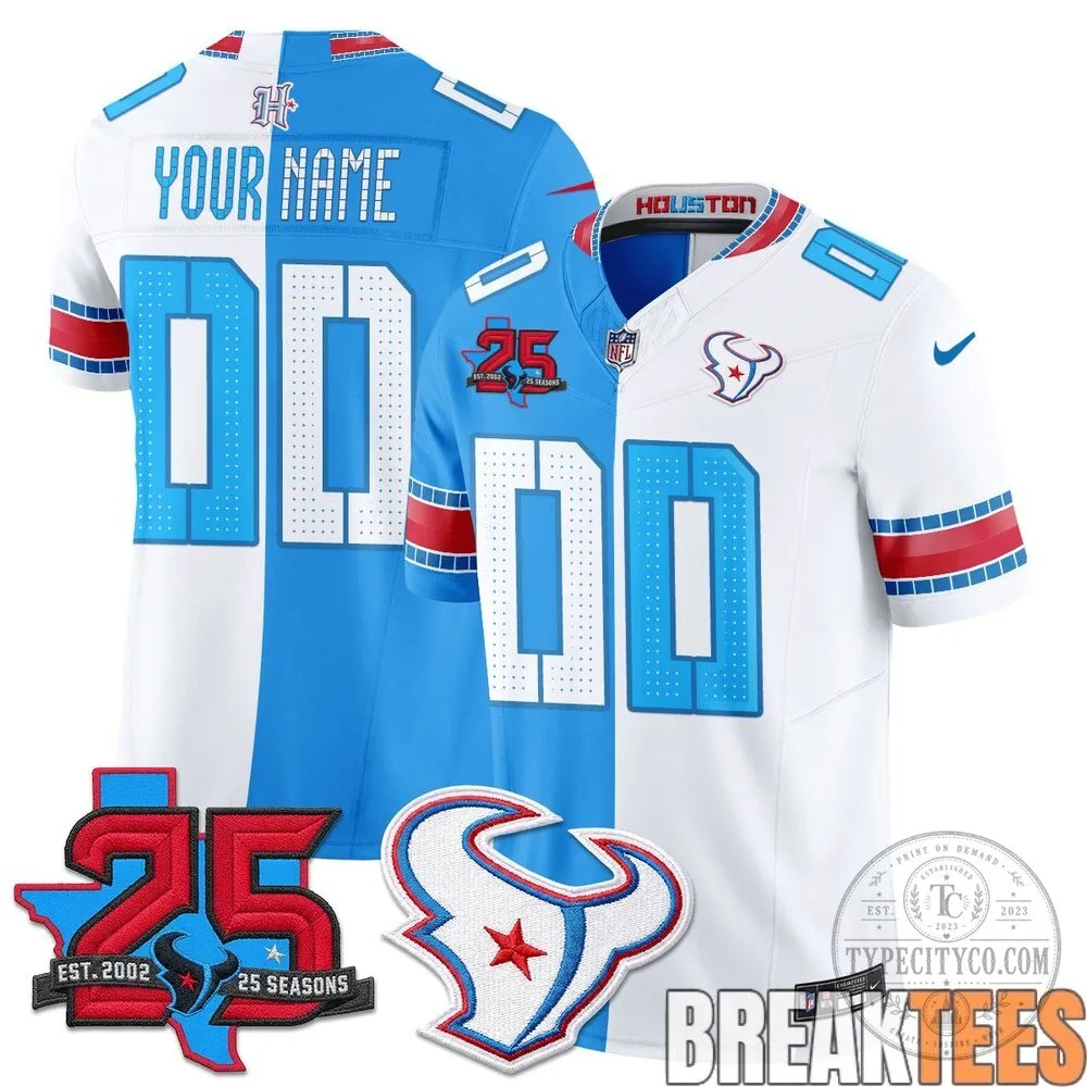 Houston Texans 25 Seasons Split Custom Football Jersey 9 Houston Texans 25 Seasons Split Custom Football Jersey