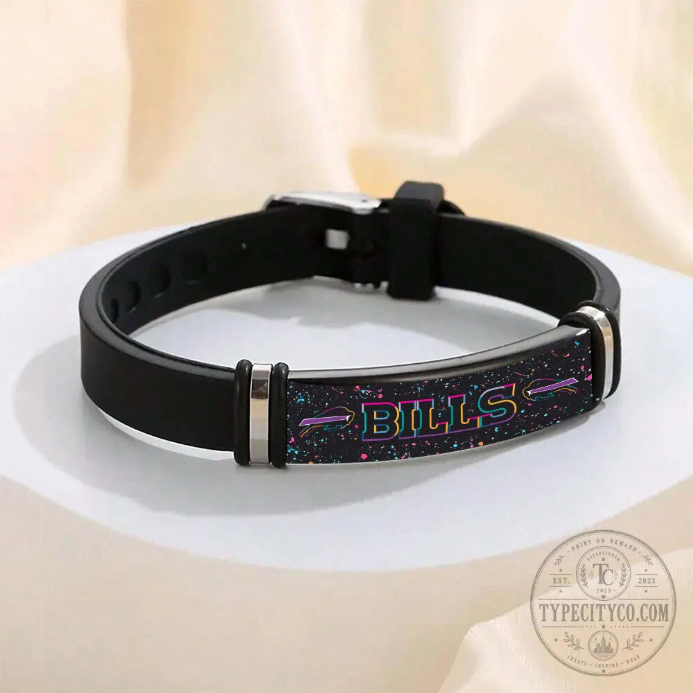 Buffalo Bills Football Team Logo Black Silicone Bracelet