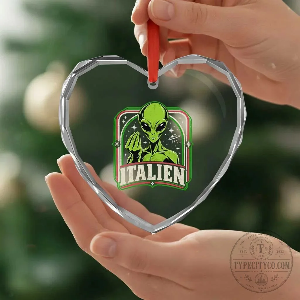 Funny Alien Italian Hand Gesture Heart Crystal Glass Ornament 11 Funny Alien Italian Hand Gesture Heart Crystal Glass Ornament