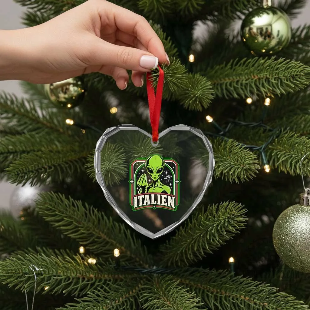 Funny Alien Italian Hand Gesture Heart Crystal Glass Ornament 12 Funny Alien Italian Hand Gesture Heart Crystal Glass Ornament