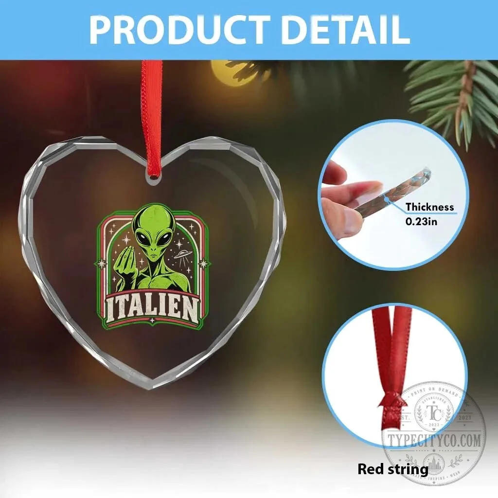 Funny Alien Italian Hand Gesture Heart Crystal Glass Ornament 13 Funny Alien Italian Hand Gesture Heart Crystal Glass Ornament