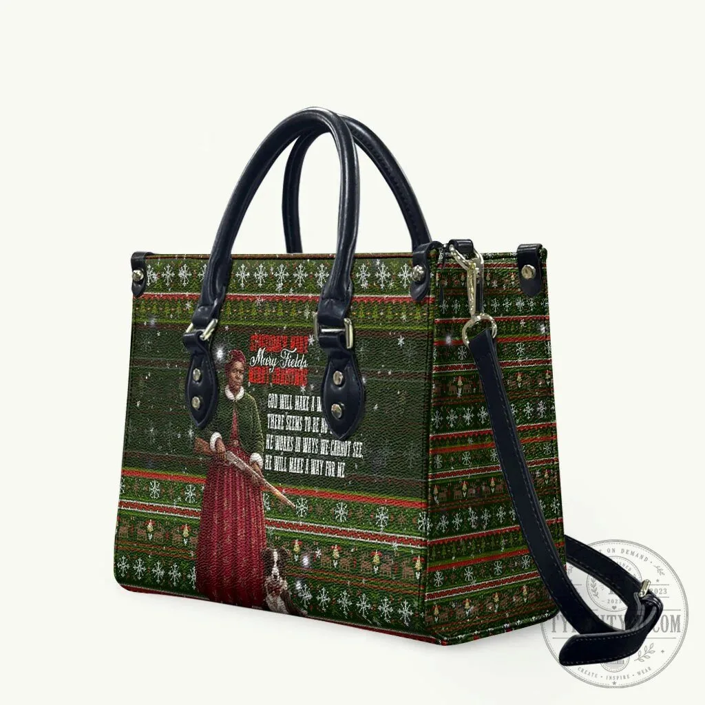Stagecoach Mary Fields Christmas Ugly Sweater Pattern Leather Handbag