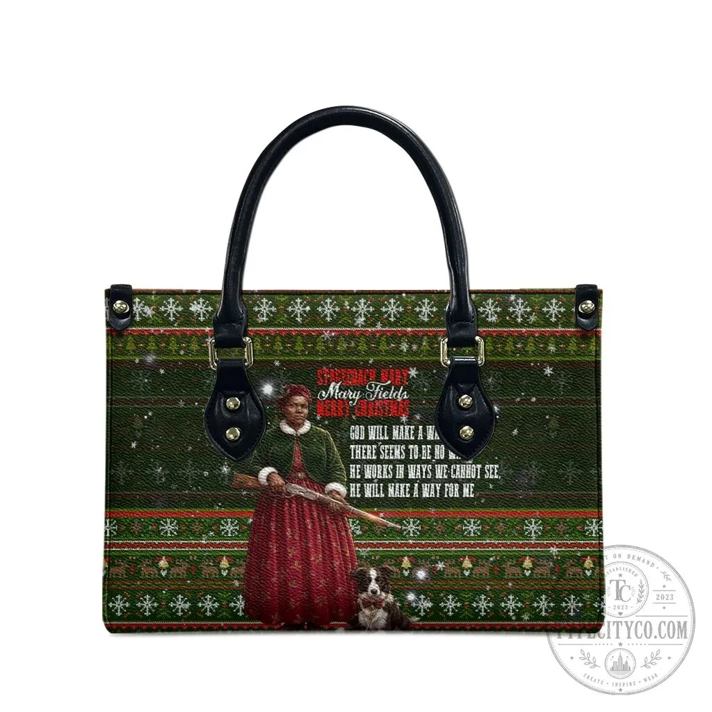 Stagecoach Mary Fields Christmas Ugly Sweater Pattern Leather Handbag 11 Stagecoach Mary Fields Christmas Ugly Sweater Pattern Leather Handbag