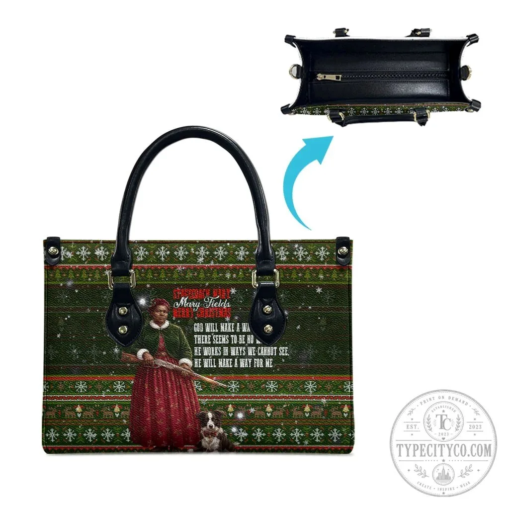 Stagecoach Mary Fields Christmas Ugly Sweater Pattern Leather Handbag 12 Stagecoach Mary Fields Christmas Ugly Sweater Pattern Leather Handbag