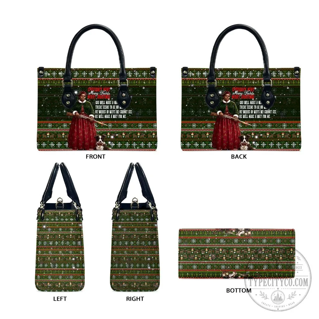 Stagecoach Mary Fields Christmas Ugly Sweater Pattern Leather Handbag 15 Stagecoach Mary Fields Christmas Ugly Sweater Pattern Leather Handbag