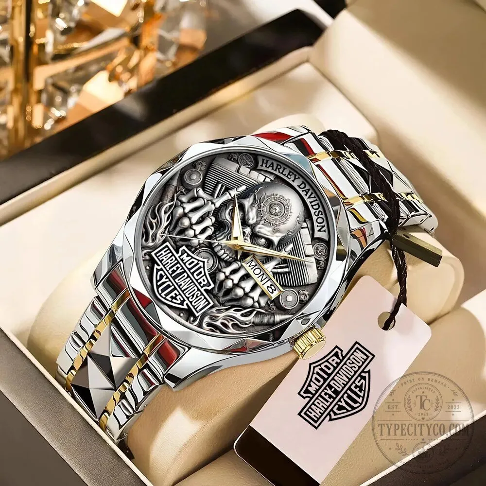Harley Davidson Motor Cycles Skull Design Luxury Quartz Wrist Watch 1 Harley Davidson Motor Cycles Skull Design Luxury Quartz Wrist Watch