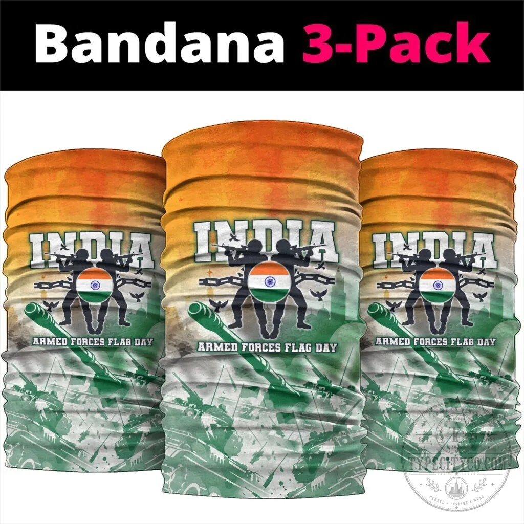 India Armed Forces Flag Day Military Indian Flag Silhouette Neck Gaiter Bandana