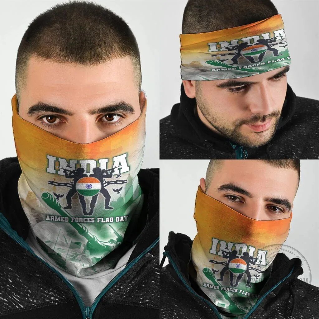 India Armed Forces Flag Day Military Indian Flag Silhouette Neck Gaiter Bandana 9 India Armed Forces Flag Day Military Indian Flag Silhouette Neck Gaiter Bandana