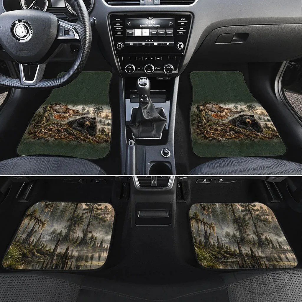Native American Wildlife Black Bear and Eagle Car Floor Mats Set 6 Native American Wildlife Black Bear and Eagle Car Floor Mats Set