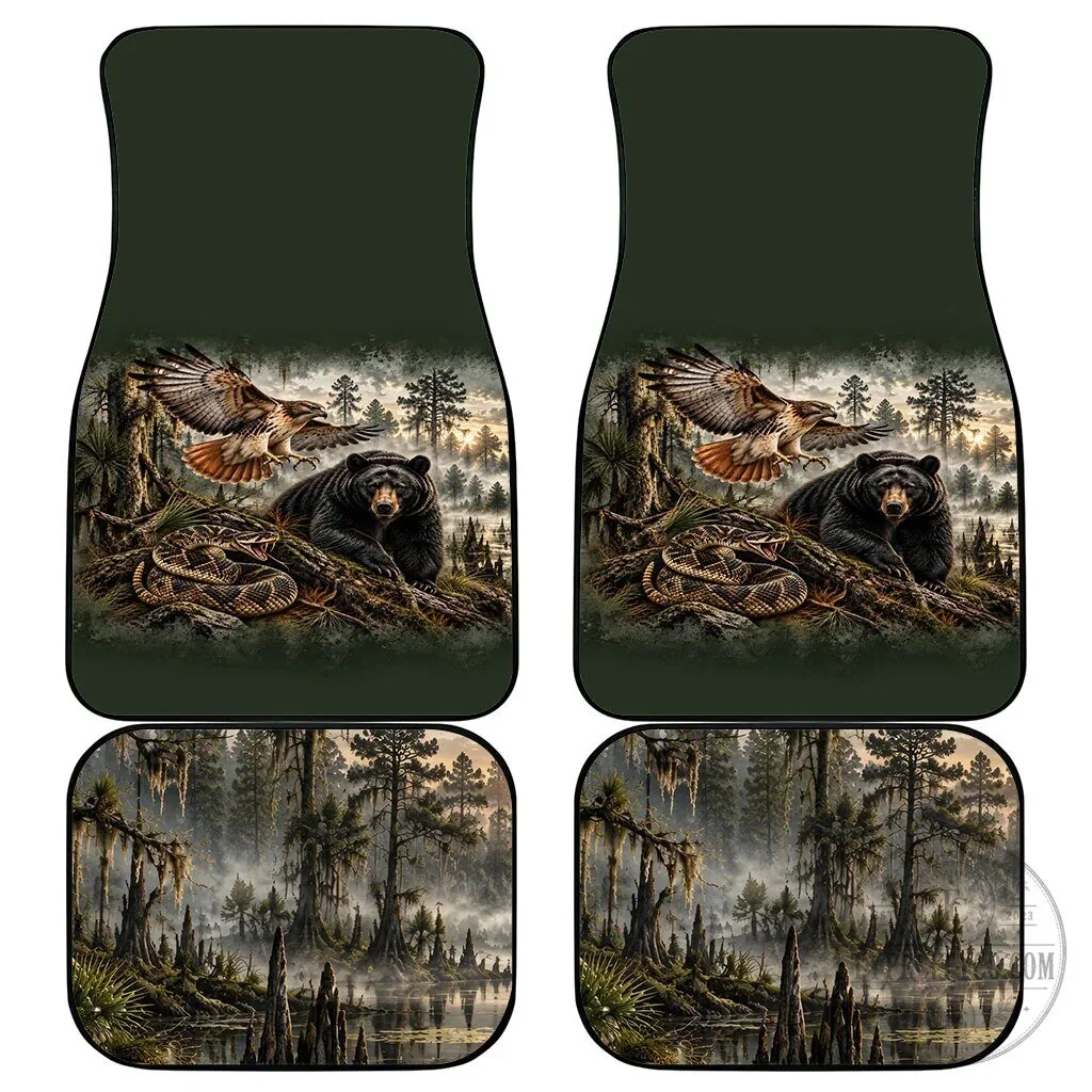 Native American Wildlife Black Bear and Eagle Car Floor Mats Set 9 Native American Wildlife Black Bear and Eagle Car Floor Mats Set