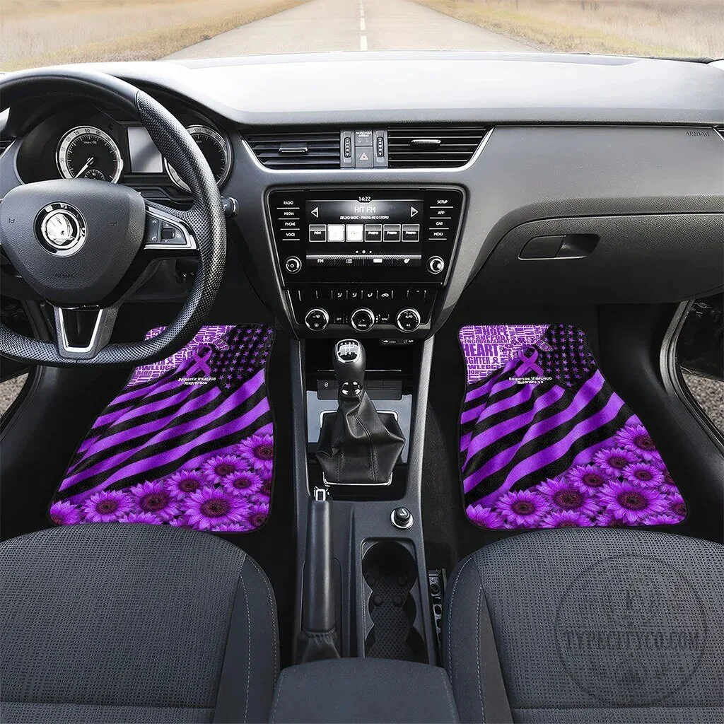 Domestic Violence Awareness Purple Ribbon Sunflower American Flag Car Mat Set 10 Domestic Violence Awareness Purple Ribbon Sunflower American Flag Car Mat Set