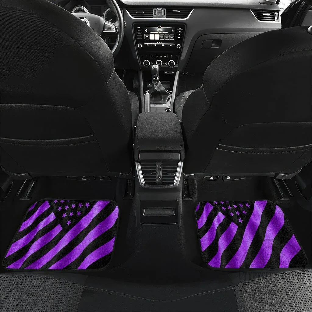 Domestic Violence Awareness Purple Ribbon Sunflower American Flag Car Mat Set 11 Domestic Violence Awareness Purple Ribbon Sunflower American Flag Car Mat Set