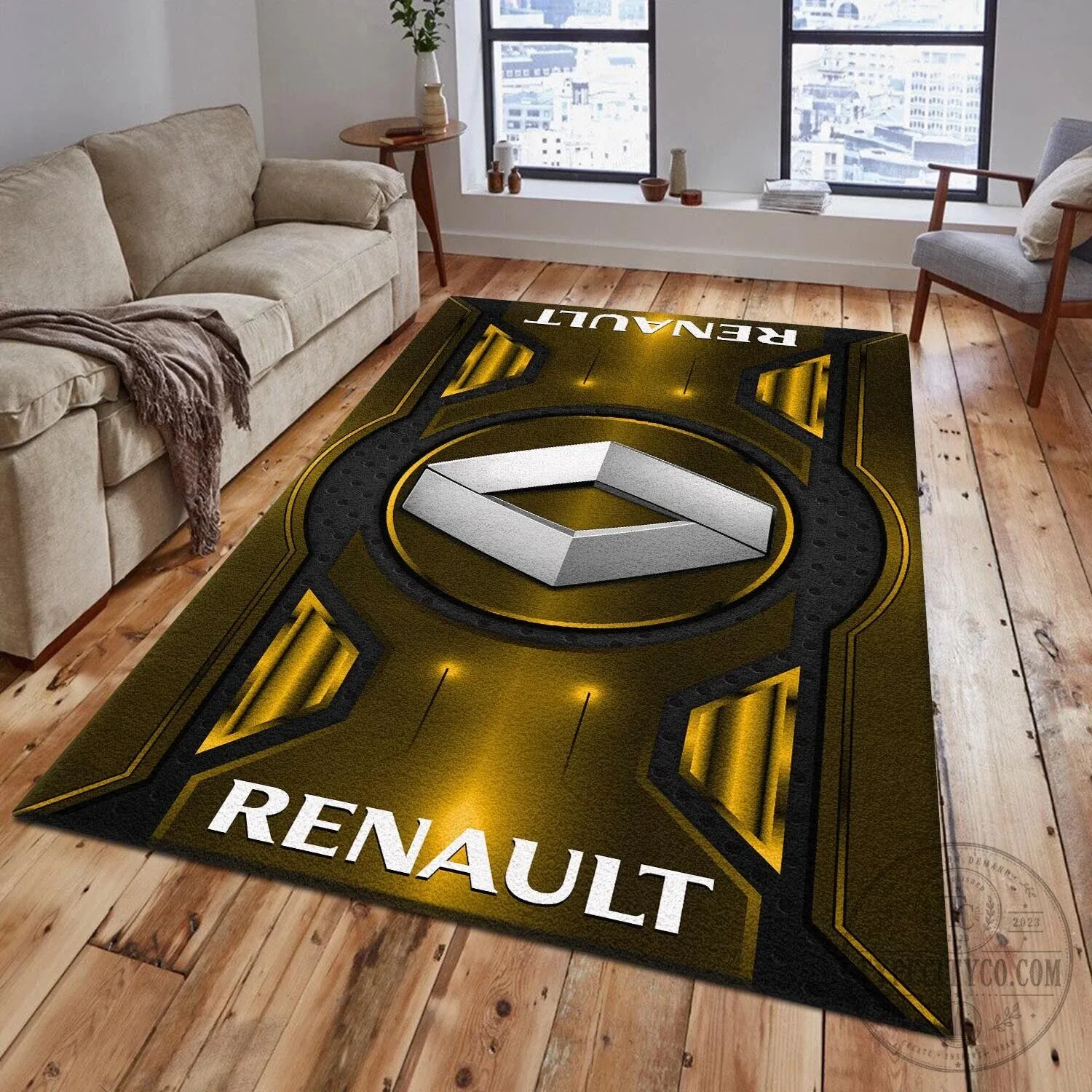 Renault Logo Blue Geometric Pattern Car Brand Area Rug 9 Renault Logo Blue Geometric Pattern Car Brand Area Rug