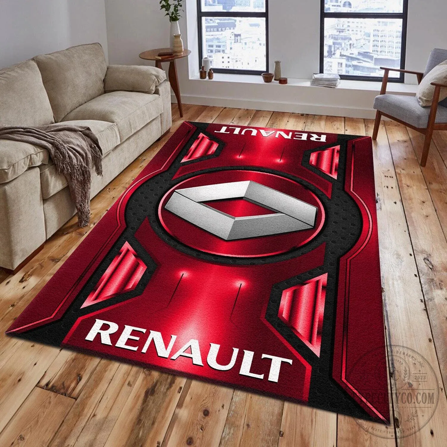 Renault Logo Blue Geometric Pattern Car Brand Area Rug 10 Renault Logo Blue Geometric Pattern Car Brand Area Rug