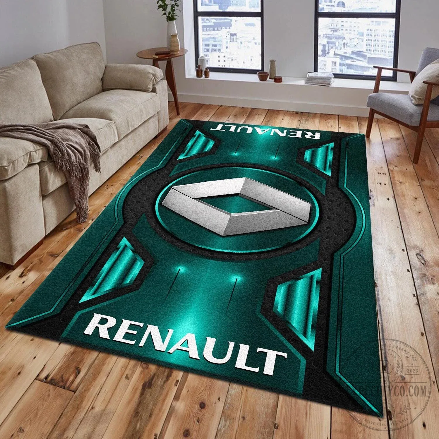 Renault Logo Blue Geometric Pattern Car Brand Area Rug 14 Renault Logo Blue Geometric Pattern Car Brand Area Rug
