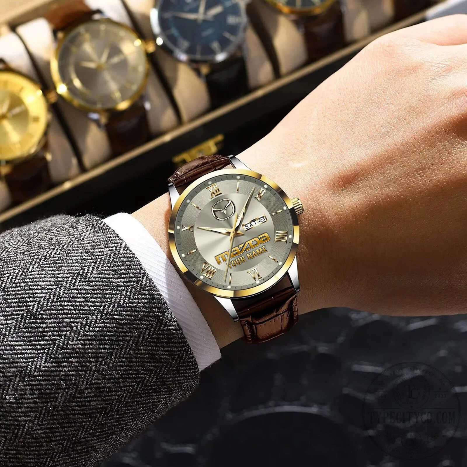 Mazda Custom Name Elegant Fashion Design Leather Men's Watch 16 Mazda Custom Name Elegant Fashion Design Leather Men