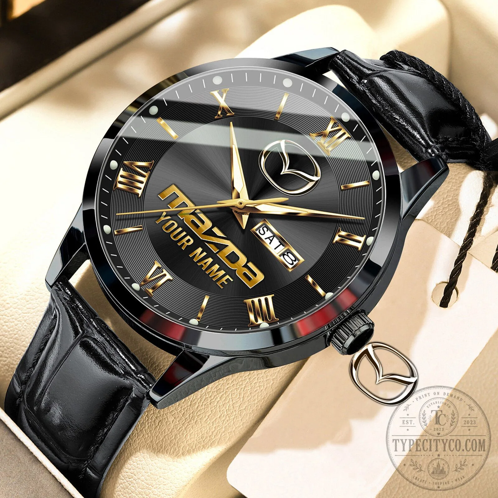 Mazda Custom Name Elegant Fashion Design Leather Men's Watch 17 Mazda Custom Name Elegant Fashion Design Leather Men