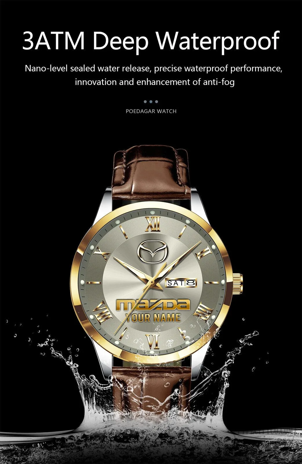 Mazda Custom Name Elegant Fashion Design Leather Men's Watch 18 Mazda Custom Name Elegant Fashion Design Leather Men