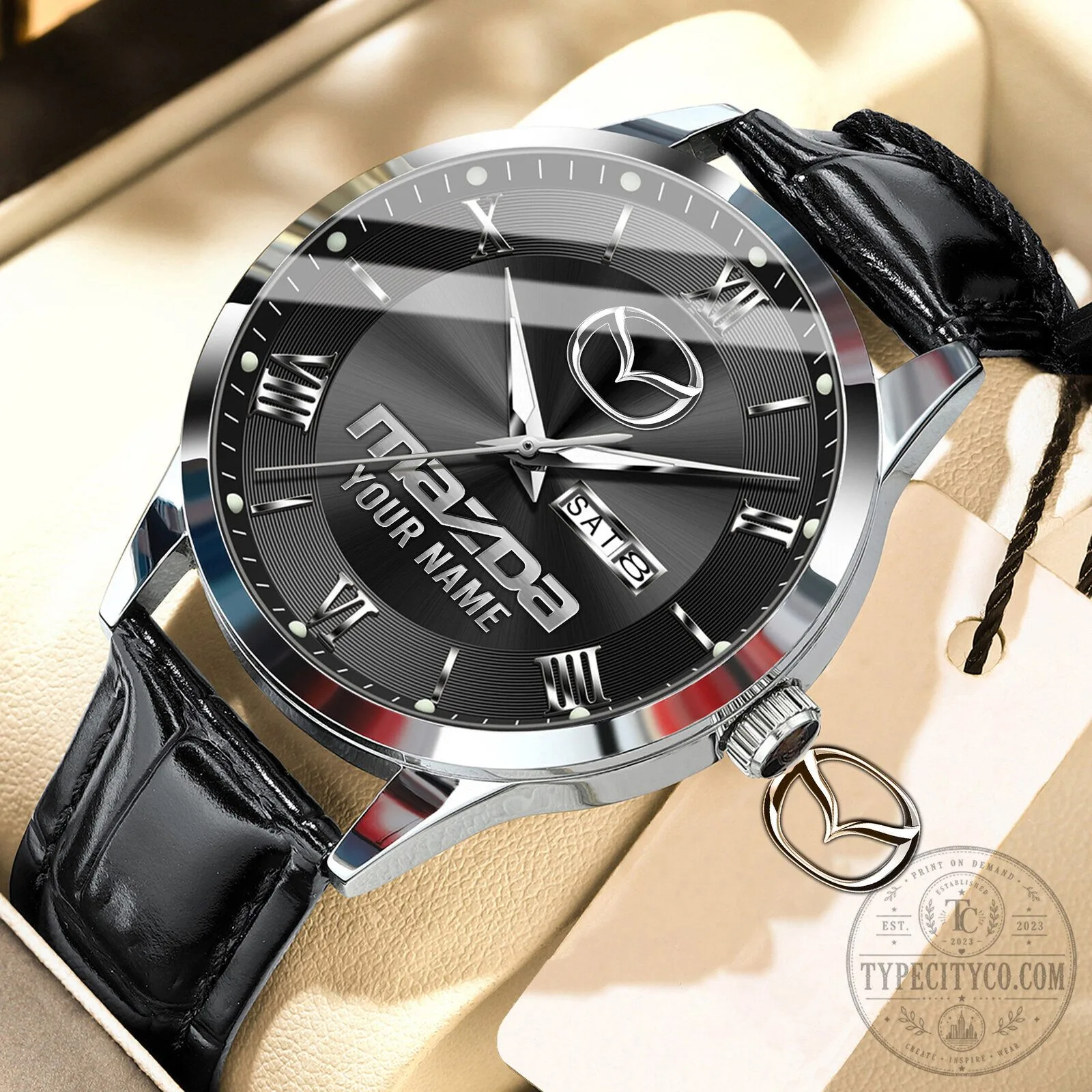 Mazda Custom Name Elegant Fashion Design Leather Men's Watch 20 Mazda Custom Name Elegant Fashion Design Leather Men
