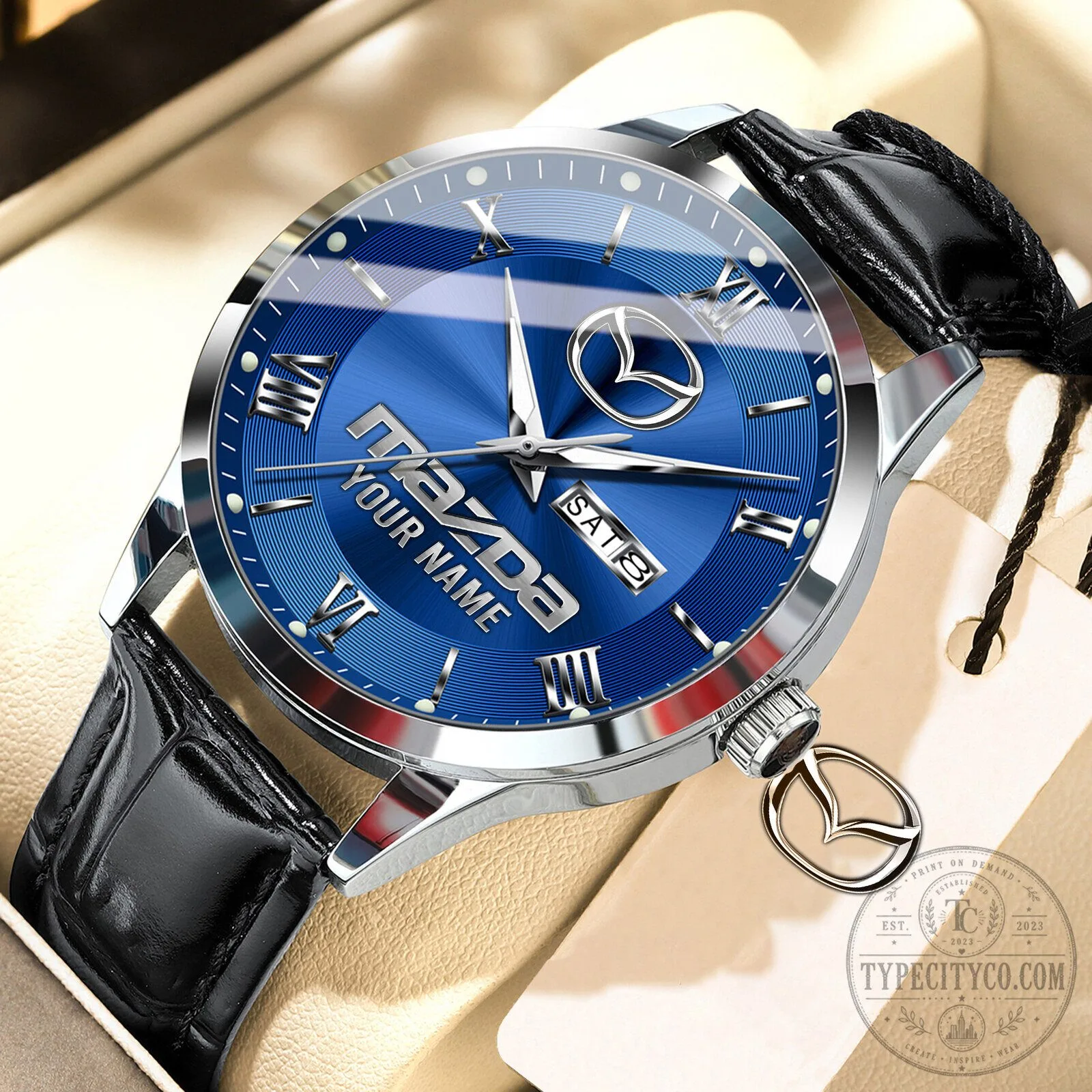 Mazda Custom Name Elegant Fashion Design Leather Men's Watch 21 Mazda Custom Name Elegant Fashion Design Leather Men