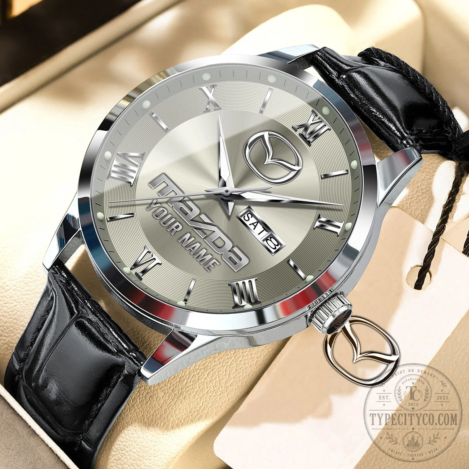 Mazda Custom Name Elegant Fashion Design Leather Men's Watch 22 Mazda Custom Name Elegant Fashion Design Leather Men