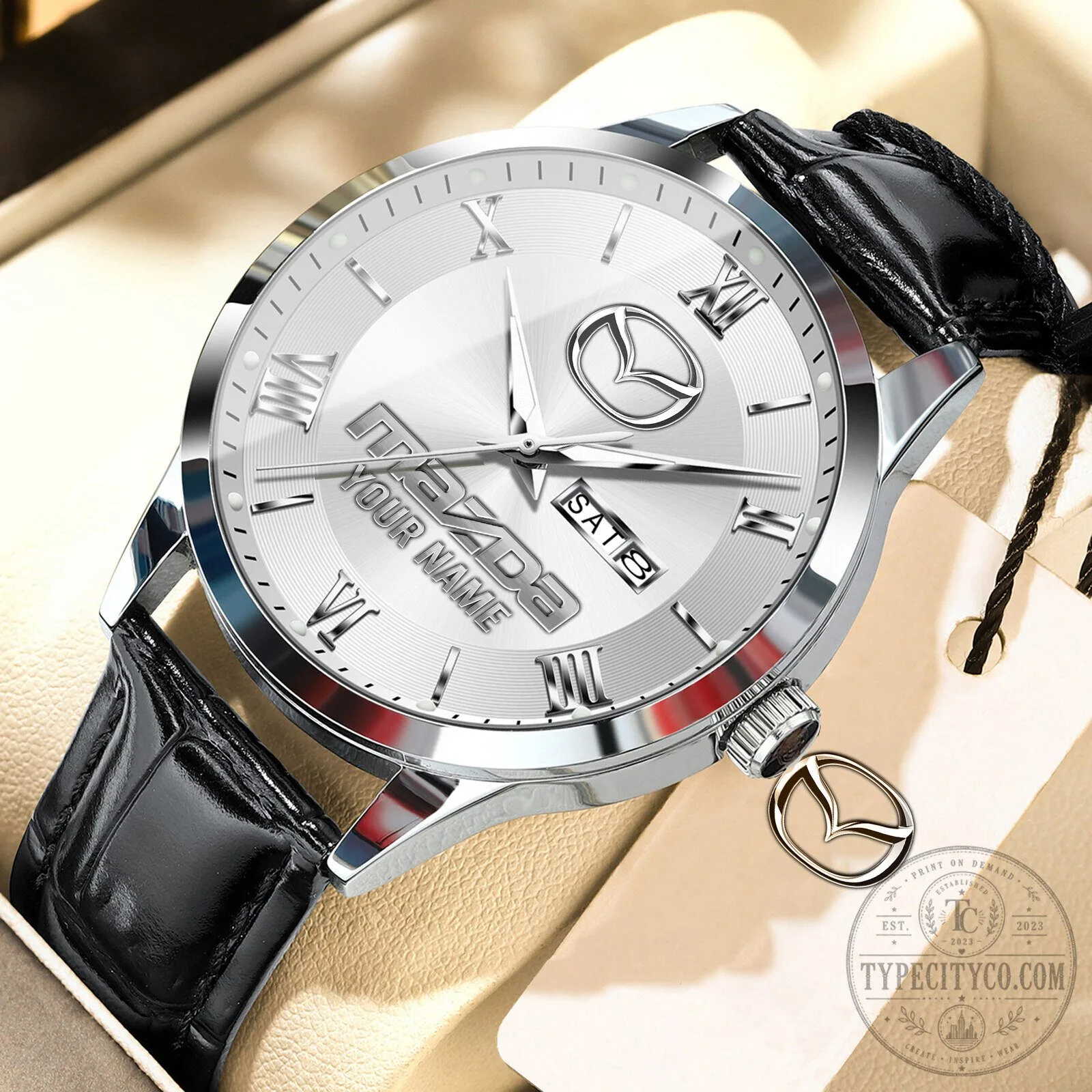 Mazda Custom Name Elegant Fashion Design Leather Men's Watch 23 Mazda Custom Name Elegant Fashion Design Leather Men