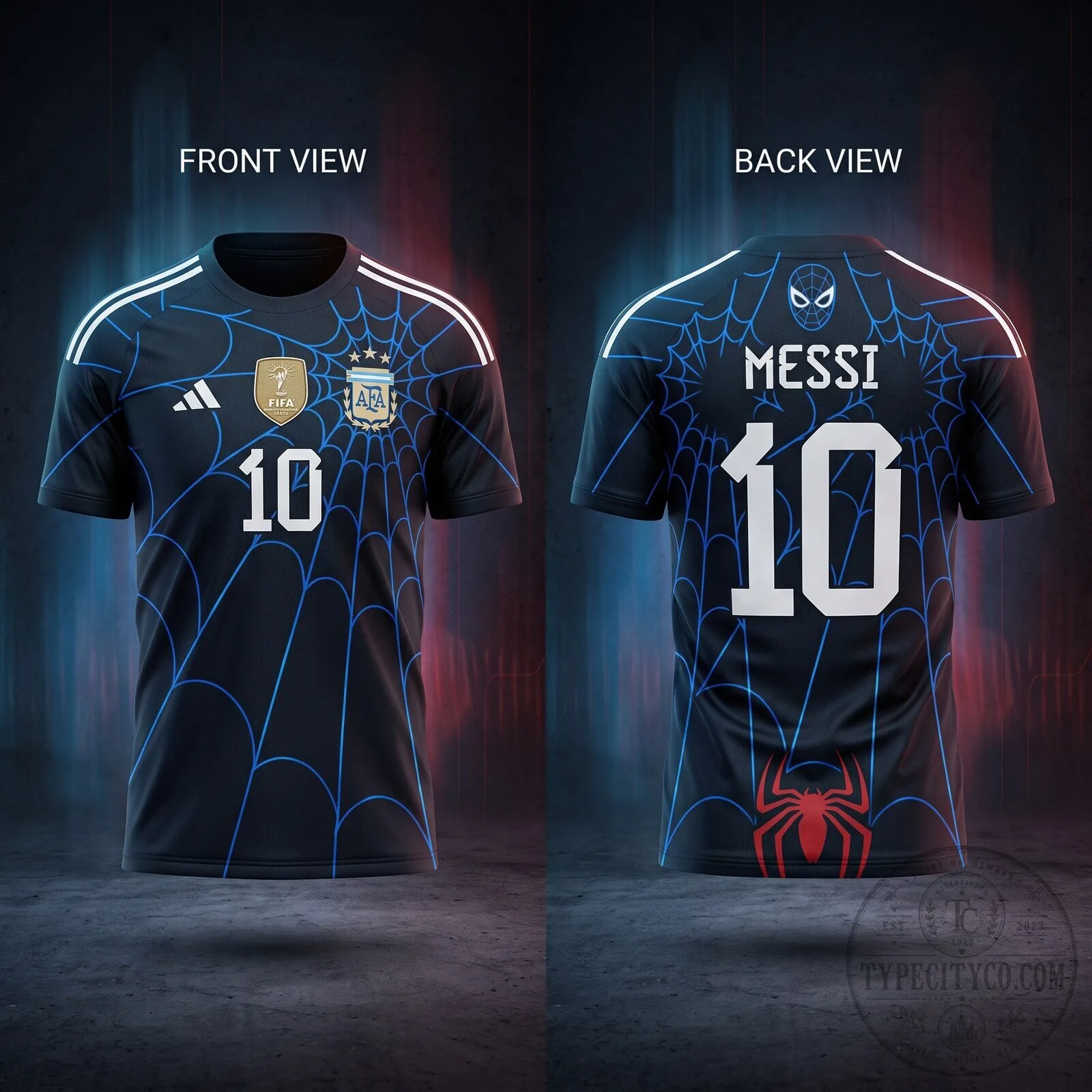 Lionel Messi Argentina Spider-Man Themed Number 10 Soccer Football Jersey