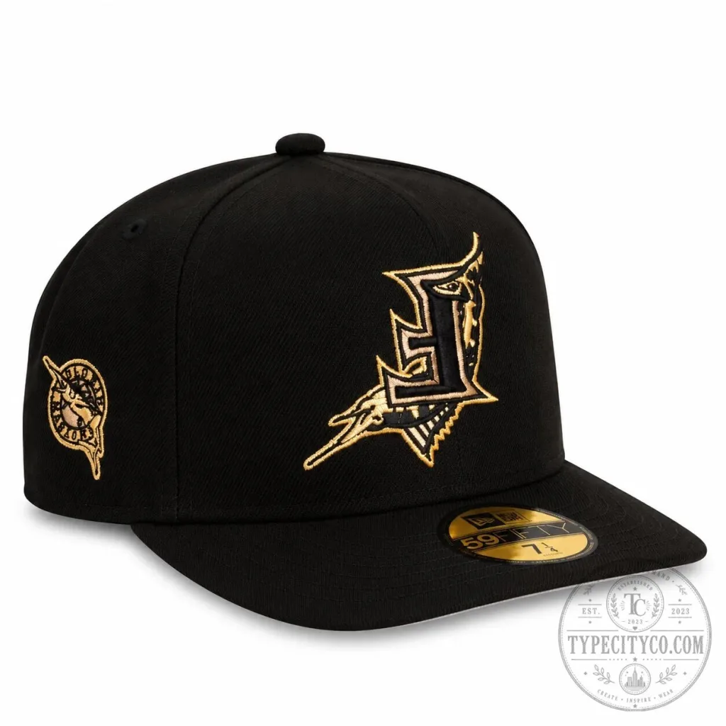 Miami Marlins Gold Digger Black Fitted Baseball Cap Hat Miami Marlins Gold Digger Black Fitted Baseball Cap Hat