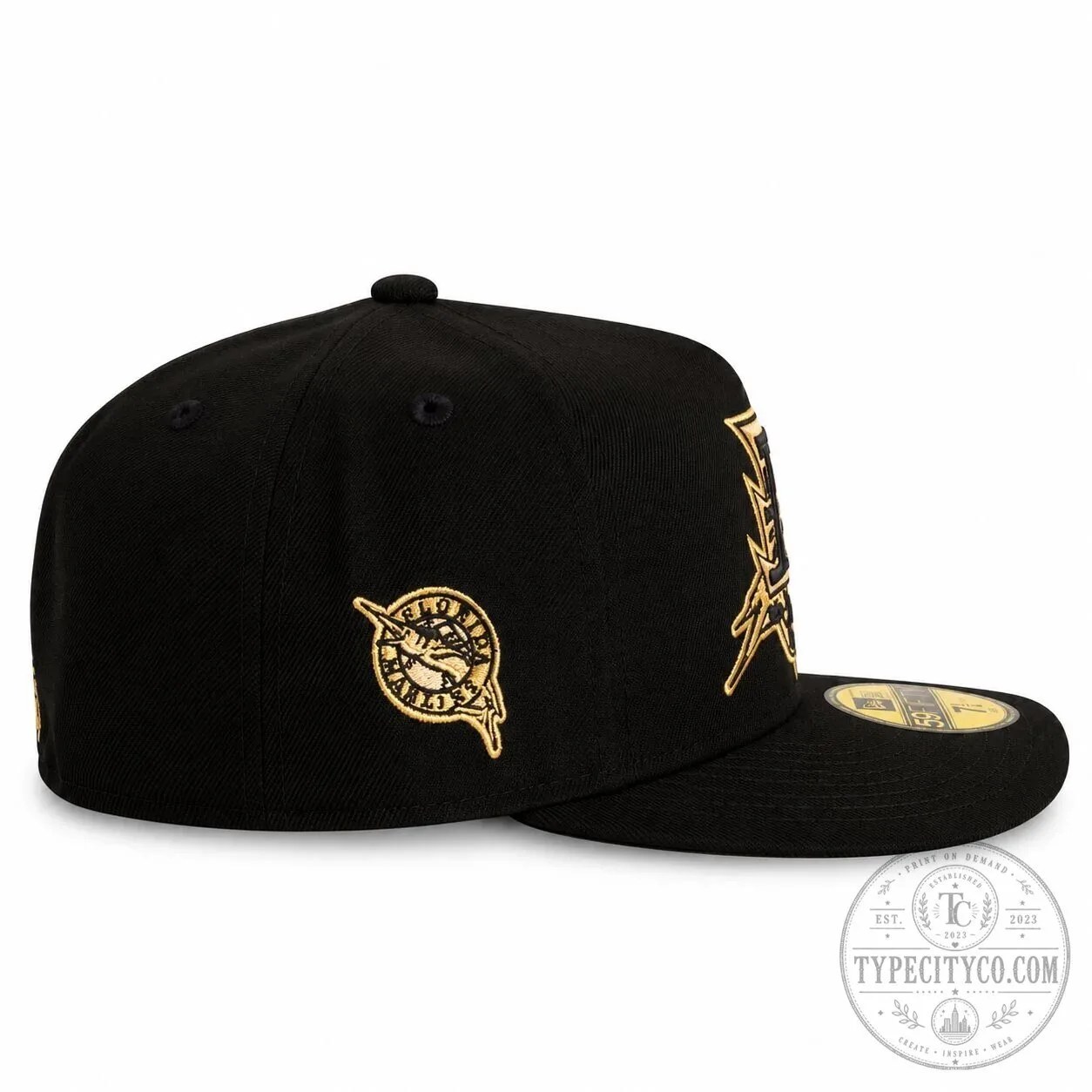 Miami Marlins Gold Digger Black Fitted Baseball Cap Hat 12 Miami Marlins Gold Digger Black Fitted Baseball Cap Hat