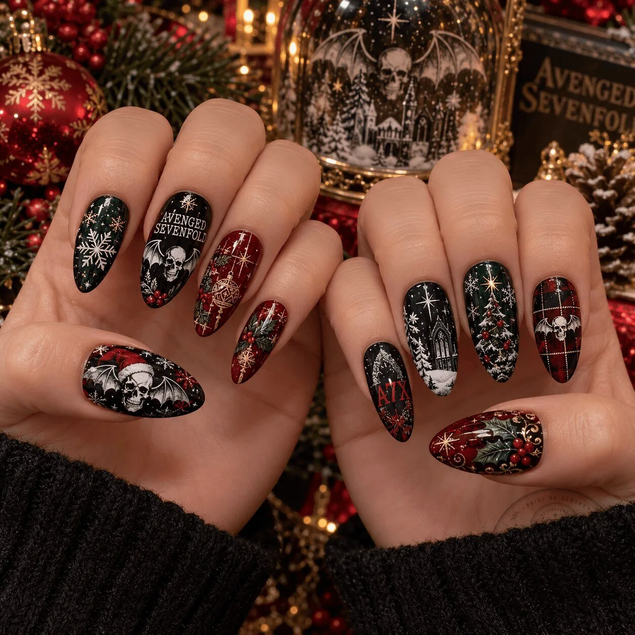 Christmas Holiday Press-On Nail Set by Avenged Sevenfold 1 Christmas Holiday Press-On Nail Set by Avenged Sevenfold