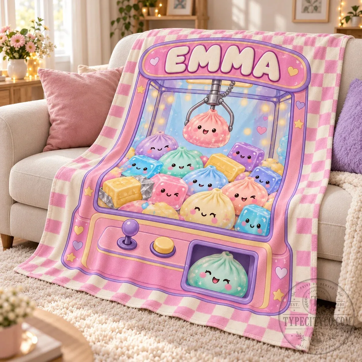 Personalized Dumpling Squishy Claw Machine Cute Kawaii Kids Sherpa Blanket 8 Personalized Dumpling Squishy Claw Machine Cute Kawaii Kids Sherpa Blanket