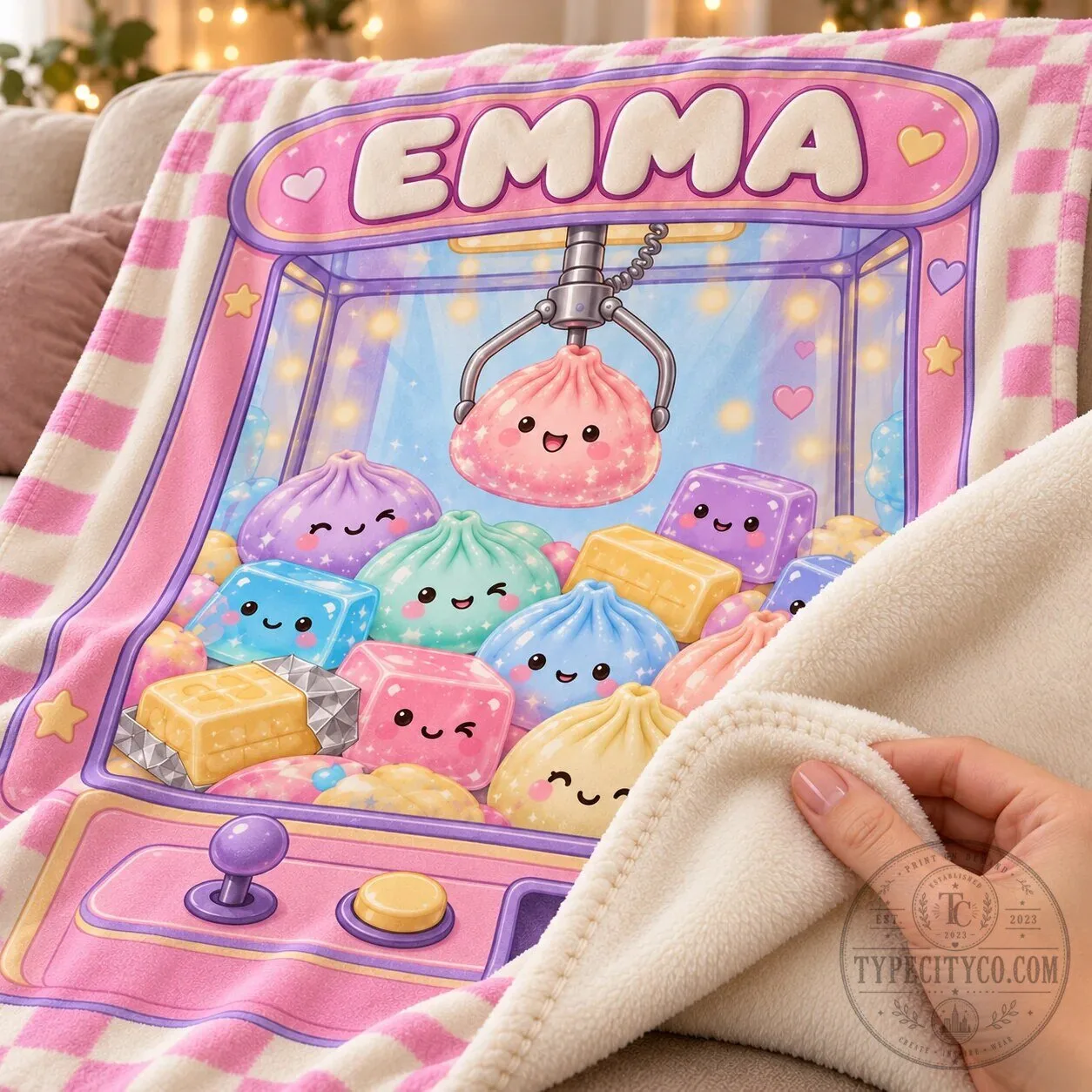 Personalized Dumpling Squishy Claw Machine Cute Kawaii Kids Sherpa Blanket 9 Personalized Dumpling Squishy Claw Machine Cute Kawaii Kids Sherpa Blanket