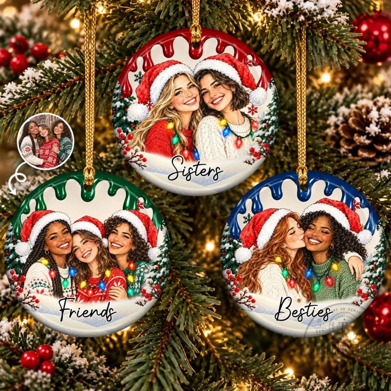 Personalized Sisters Best Friends Christmas Ornament Custom Photo Gift 1 Personalized Sisters Best Friends Christmas Ornament Custom Photo Gift