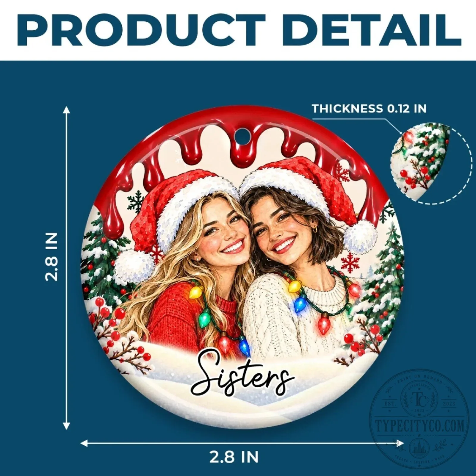 Personalized Sisters Best Friends Christmas Ornament Custom Photo Gift 15 Personalized Sisters Best Friends Christmas Ornament Custom Photo Gift