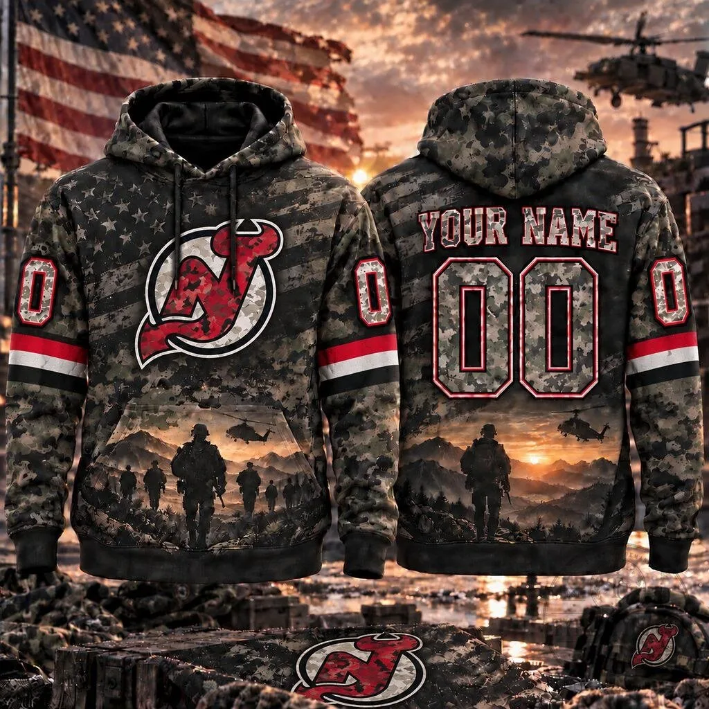 New Jersey Devils Military Appreciation Camouflage Personalized Hoodie